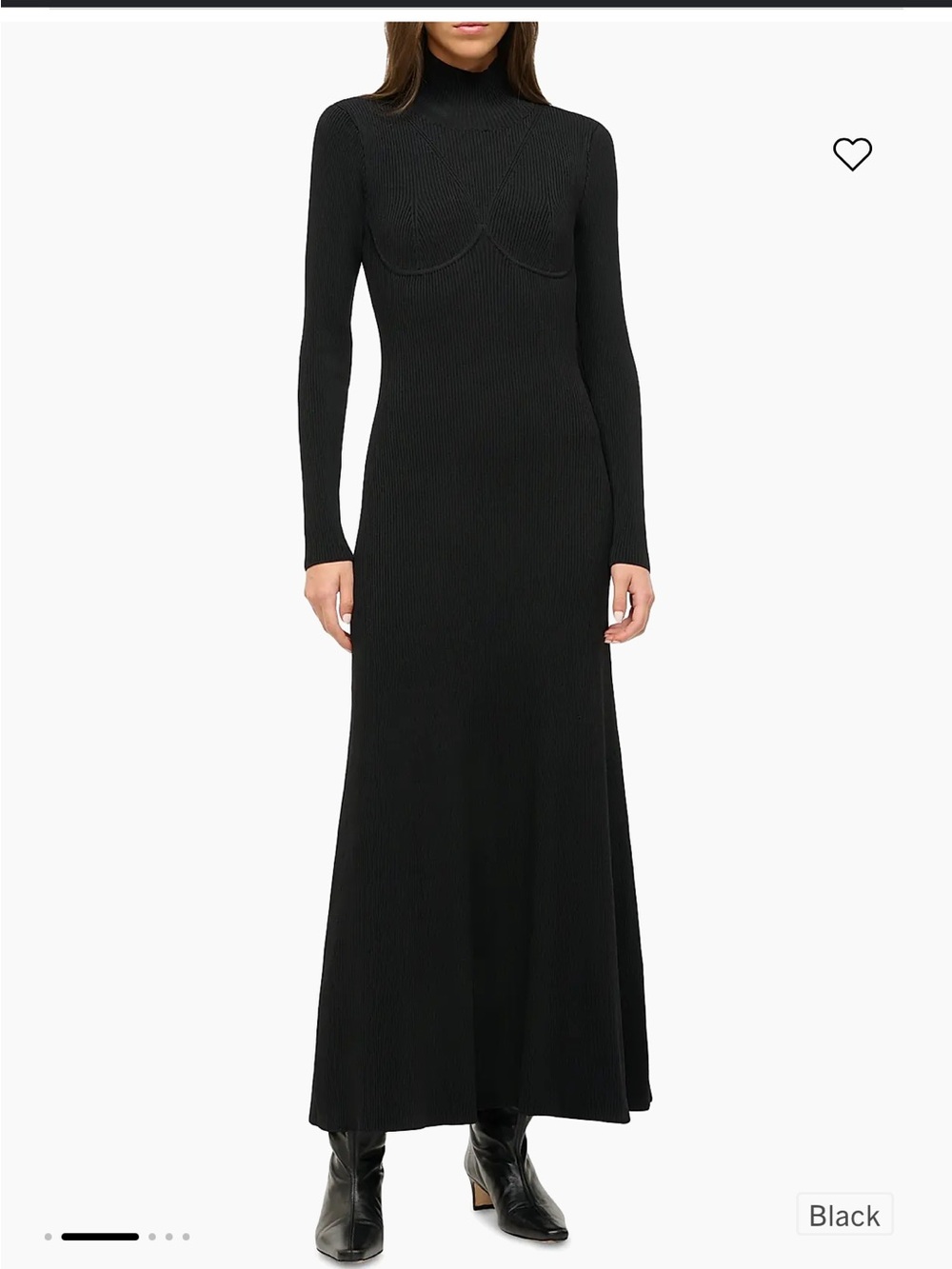 STAUD Black Ribbed Maxi Dress
